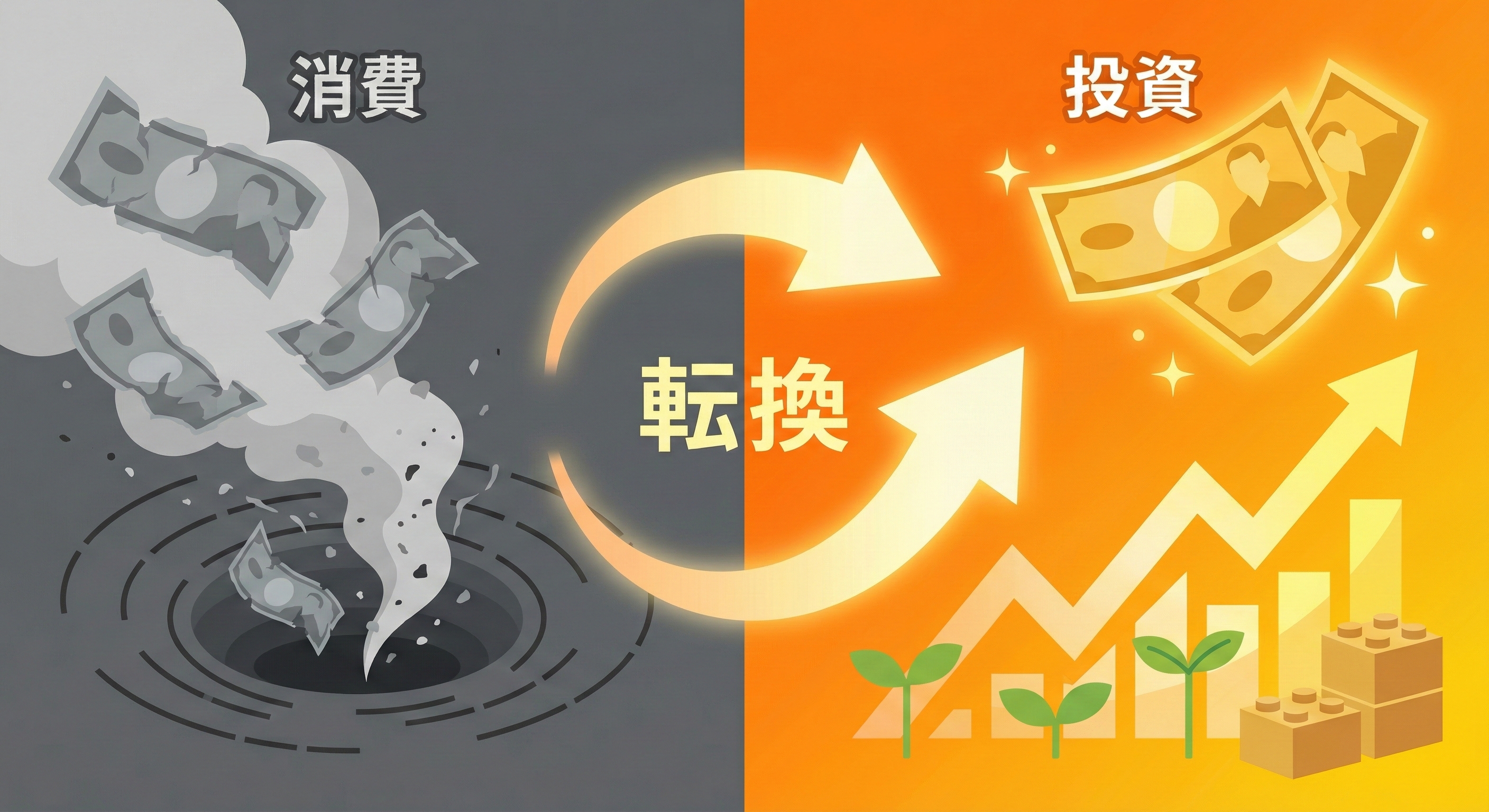 広告費を消費から投資へ転換するイメージ