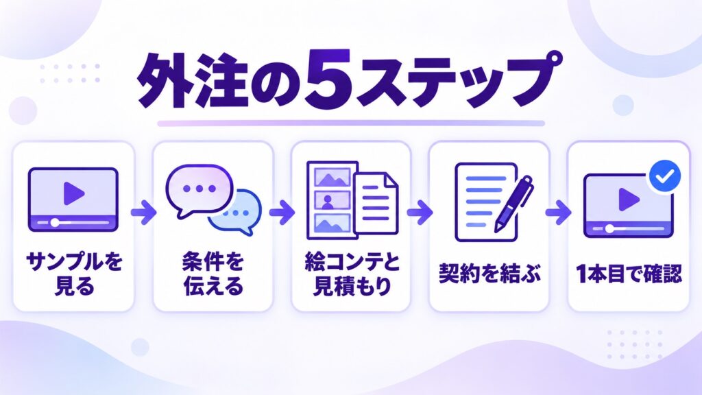 外注の進め方を5つの手順で示した図