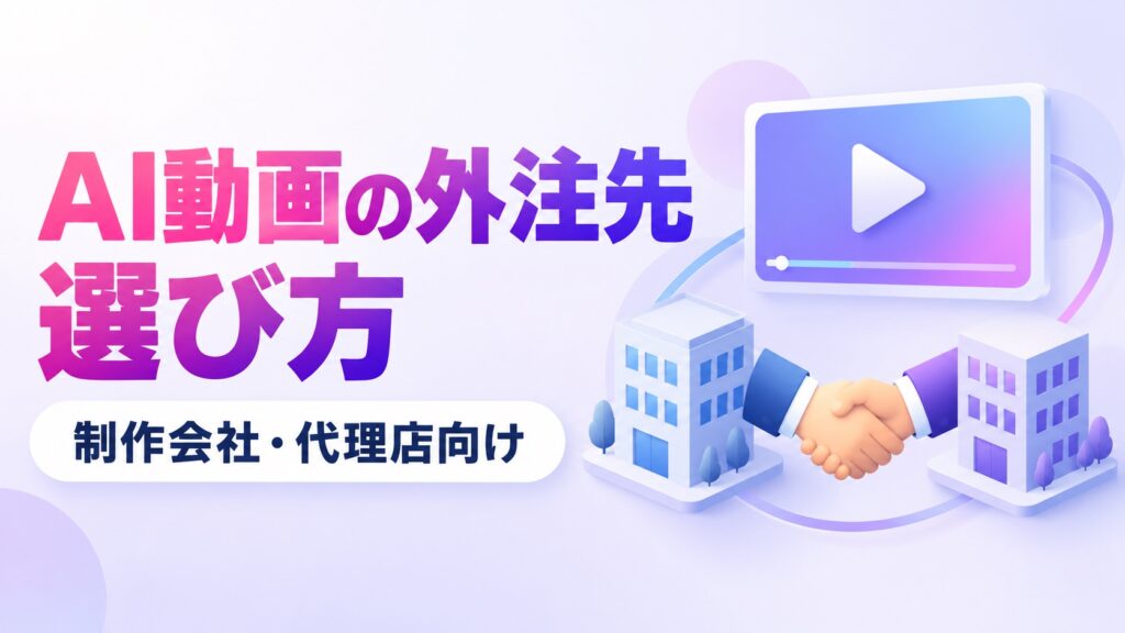 制作会社・代理店向けのAI動画の外注先の選び方を示すアイキャッチ